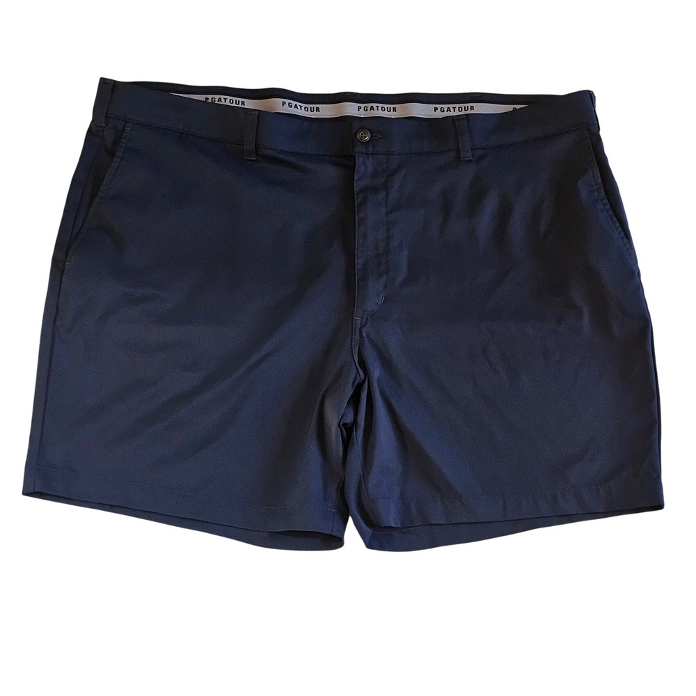 PGA Tour Mens Navy Blue Flat Front Performance Golf Shorts Size 44 Inseam 7